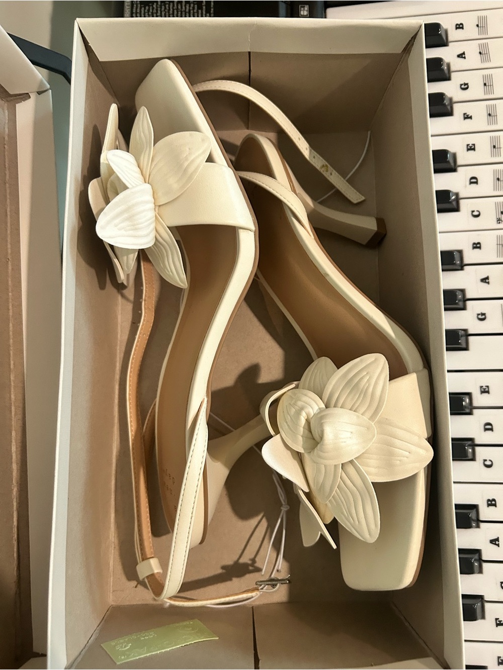 Cream Floral Accent Slingback Sandals - Women's